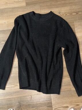 Men's Black Ribbed Crewneck Sweater - Classic Knit
